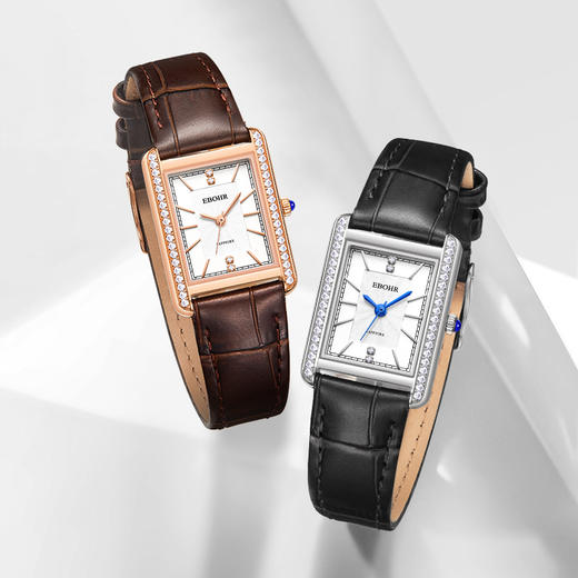 依波表EBOHR 大师系列经典优雅气质方表石英表女士腕表5171 商品图7
