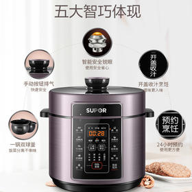 苏泊尔（510058）(SUPOR) 电压力锅 柴火饭高压锅5升球釜双内胆24H智能预约 玫瑰紫 大容量智能电压力锅SY-50FC07Q