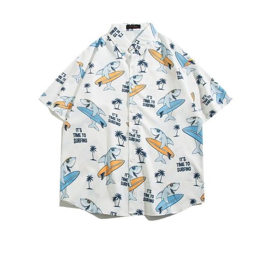 【夏威夷冰丝寸衫】男士潮牌短袖衬衫 夏季沙滩花衬衣情侣装 宽松外套上衣 商品图4