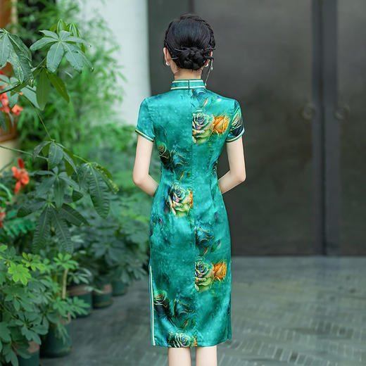 复古改良，中长款真丝旗袍WXG-633 商品图3