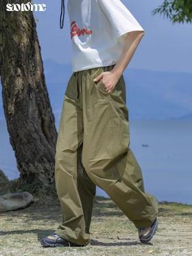 早乙女惠子saotome/STMCK240231/宽松打褶运动伞兵裤