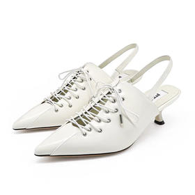 开边珠系带穆勒鞋