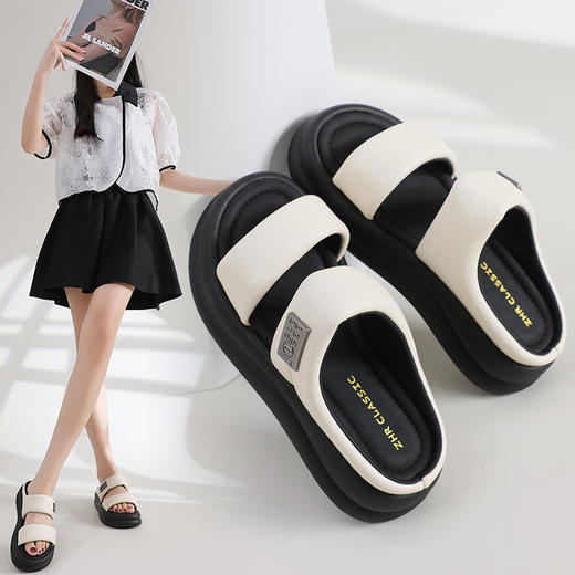 ZHR厚底松糕鞋拖鞋女夏季外穿2024新款踩屎感小个子增高女凉拖 商品图0