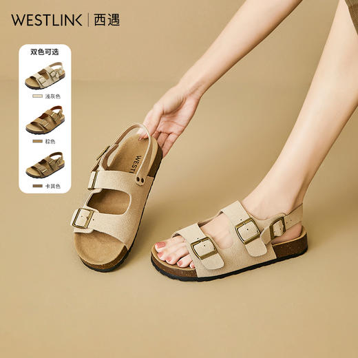 西遇复古勃肯凉鞋女新款夏季休闲百搭复古沙滩鞋外穿厚底凉鞋D1546957 商品图0