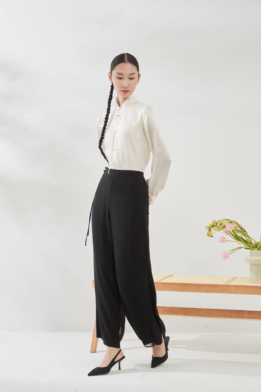 真丝刺绣双层设计阔腿裤 商品图1