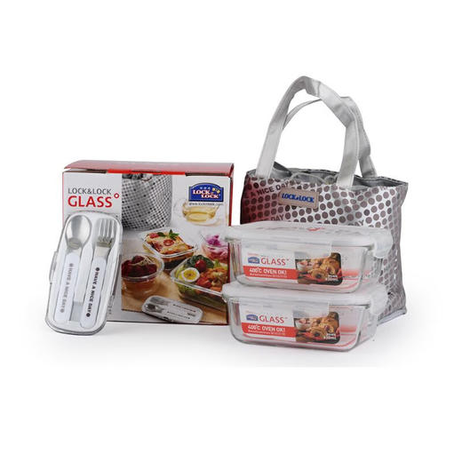 乐扣乐扣  便当袋组合(两个长碗+餐具)LLG905FU 商品图1