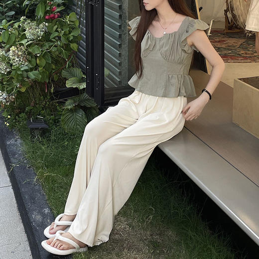 【雪妃洛】夏季防晒 冰凉触感 超柔褶皱防嗮裤 商品图0