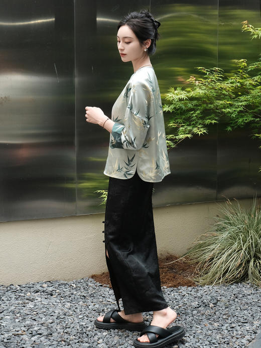 瑕疵|盛唐牡丹 |重缎香云纱半开叉半裙[特价品] 商品图0