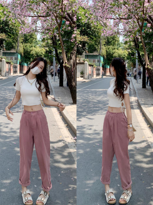 <曾小咸推荐>爆款韩版高腰直筒长裤百搭显瘦哈伦裤裤 日常139.99 立降60 元 今天秒杀价 79.99！！ 商品图1