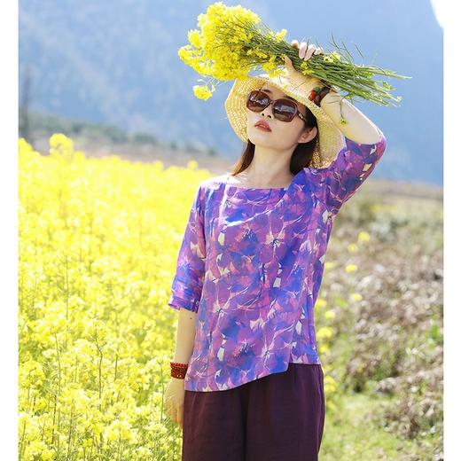 丁摩  夏季苎麻上衣百搭套头衫T恤18-41HS-DC149 商品图0