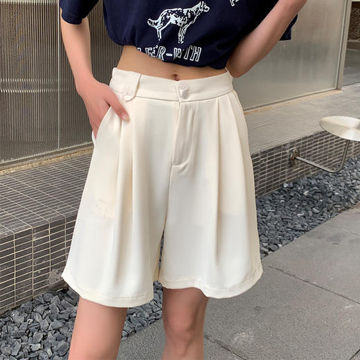 【YW】无忧购夏季双扣马卡龙高腰显瘦梭织五分西装短裤LB610 商品图5