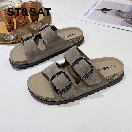 星期六经典百搭双条带勃肯拖SSC211016D 商品图3