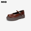 MIO米奥秋季圆头搭扣厚底玛丽珍鞋中跟牛皮革舒适休闲女鞋M244442410 商品缩略图0