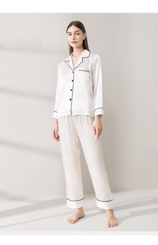 【预售5天】Y 白色-长袖两件套装桑蚕丝家居服ZBN0561 商品图1