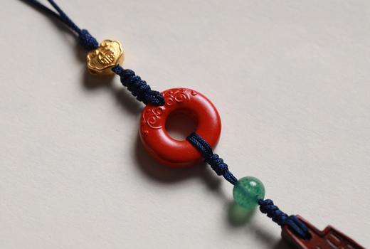 GJXJ0356°朱砂双龙平安环挂件 商品图3