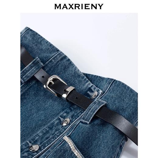 【奥莱】MAXRIENY高腰斜开叉牛仔长裙春季直筒裙MS85SK058B10 商品图2
