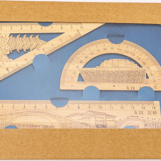 乌镇官方文创楠竹套尺学习用品木尺三件套旅游纪念品可爱多功能尺 商品图3