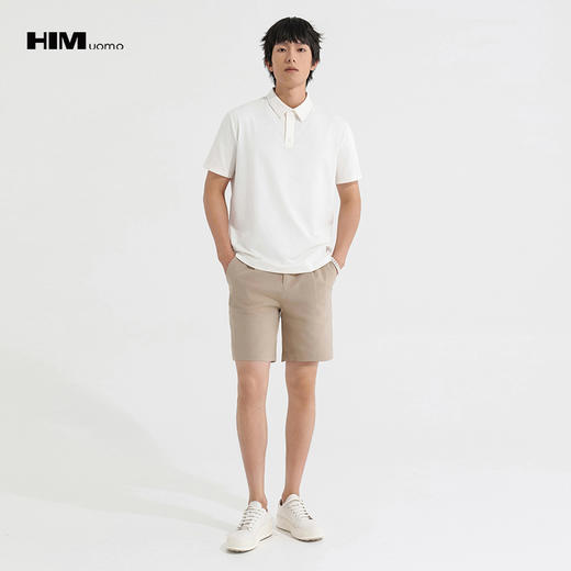 HIM漢崇 潮流直筒卡其色短裤男舒适透气微弹休闲五分裤 2026夏季 商品图1