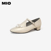 MIO米奥秋季珍珠链饰低跟单鞋韩系搭扣粗跟玛丽珍鞋女鞋M244443002 商品缩略图0