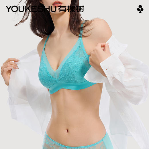 有棵树「兔耳杯」蕾丝深V性感无钢圈防下垂文胸内衣-B7007 商品图0