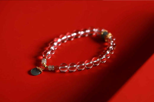 YBSJ0008°白水晶+翡翠平安扣吊坠手串0.7*20 商品图0