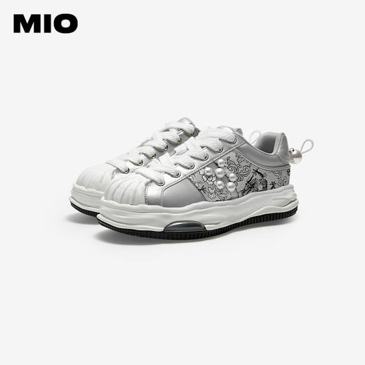 MIO米奥秋季贝壳圆头时尚休闲鞋溶解面包厚底板鞋运动鞋女M244529336 商品图3