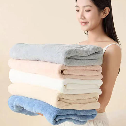 雅鹿素色珊瑚绒大号浴巾80*160cm 商品图0