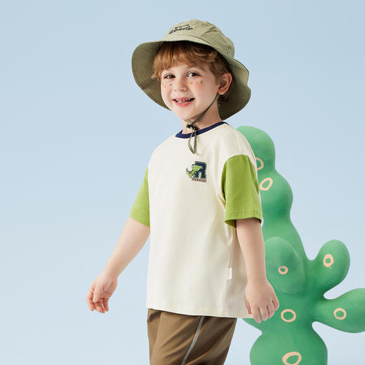 【冰冰棉】【80-140】【MQDmini】男童夏季短袖T恤同色落肩短袖上衣 商品图2