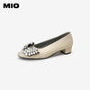 MIO米奥秋季圆头低跟时装单鞋蝴蝶钻饰时髦舒适浅口单鞋女M244443009 商品缩略图0
