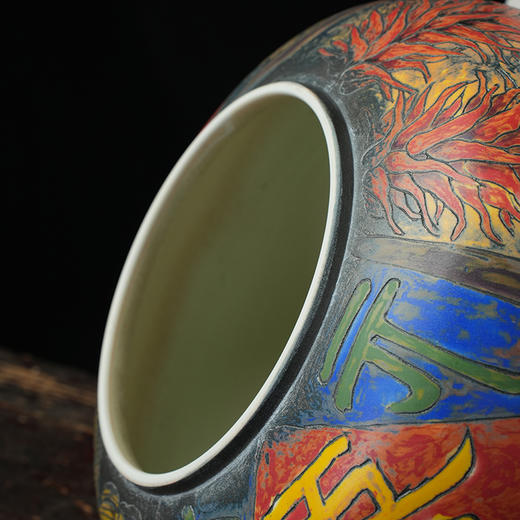 台湾陶艺大家 陈庆 聚宝罐 五谷丰登罐招财罐大摆件家用办公室风水罐客厅店铺大容量储存罐 商品图3