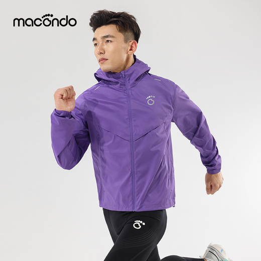 春夏马孔多男女梭织外套领奖服 UPF50+高倍防晒 3级防泼水 下雨天不沾身 前胸/后背风洞 女款连帽马尾孔运动外套  防晒衣防紫外线马拉松 原创品类 商品图4