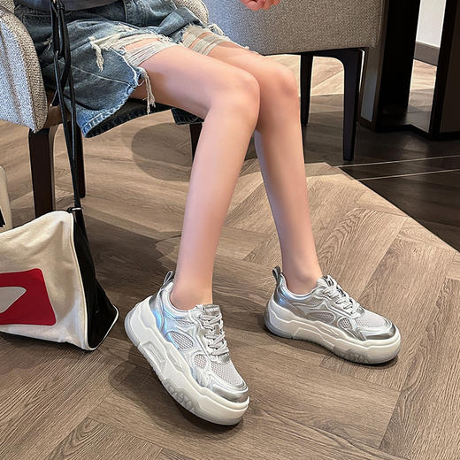 新款真皮网面拼接小白鞋运动休闲鞋LD2986 商品图2