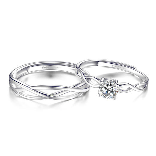 FANCI范琦 双生相伴对戒925银开口戒指设计感小众送女友礼物 商品图0