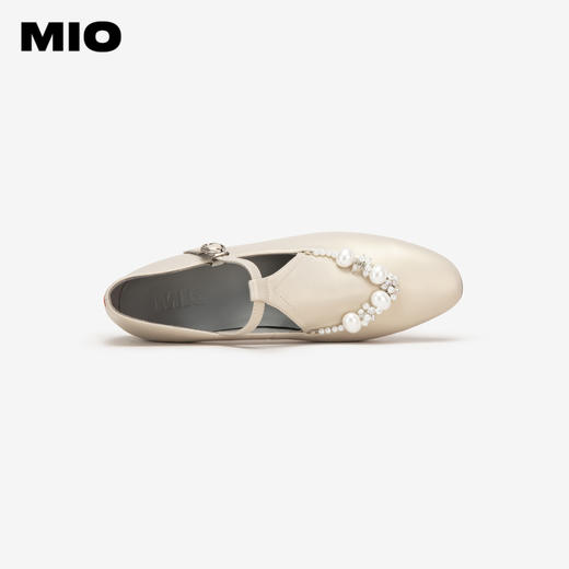 MIO米奥秋季珍珠链饰低跟单鞋韩系搭扣粗跟玛丽珍鞋女鞋M244443002 商品图2