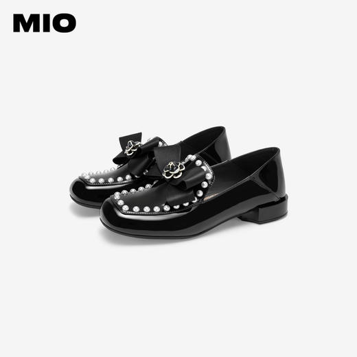 MIO米奥秋季圆头低跟乐福鞋复古珍珠时髦通勤厚底单鞋女鞋M244413668 商品图3
