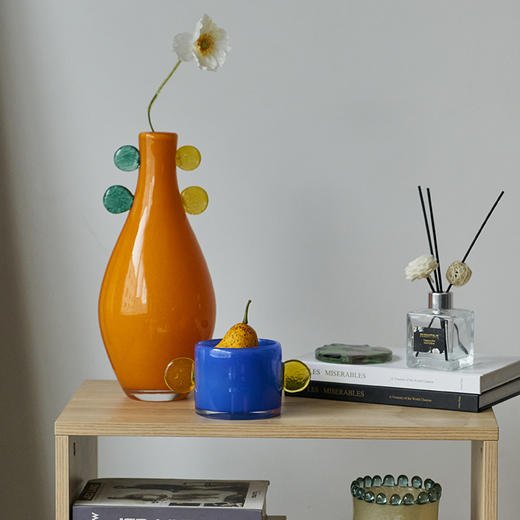 批发中古风创意手工双耳渐变大肚子小口花瓶高级感软装家居装饰玻 商品图1