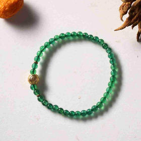 YGMN0014°绿玛瑙+福字圆珠手串0.4*41