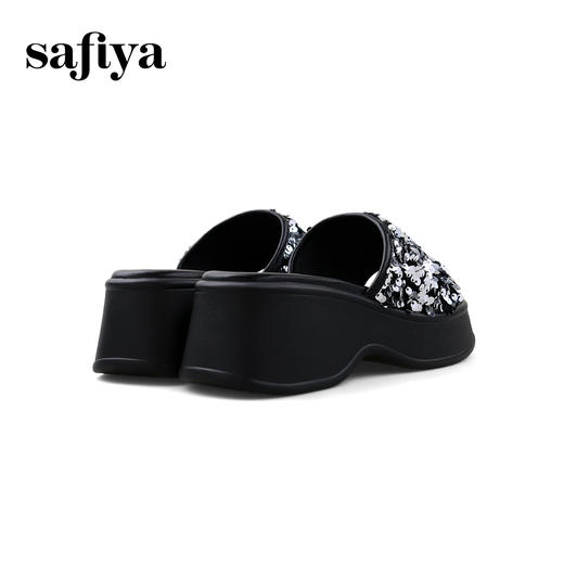 Safiya/索菲娅2024夏季时尚方头亮片休闲外穿增高厚底凉拖鞋 SF42110422 商品图4