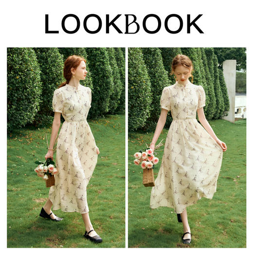 OLrain欧芮儿新中式国风改良碎花连衣裙女夏季2024新款立领长裙 商品图4