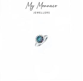 L925银莫桑石戒指 蓝钻圆形戒指带证书时尚复古轻奢侈小众炫彩