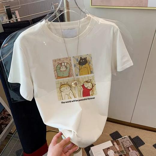 【超值69.9/任选2款】2024年新款纯棉短袖t恤 女夏季洋气百搭 bf宽松上衣 韩版显瘦打底衫T恤短袖-QQ 商品图6