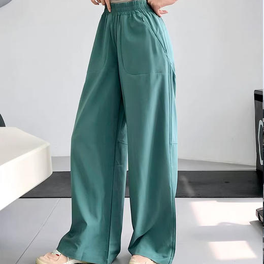 【3~5天发货】跃牌【美度空间】系列 SZ春夏新款防晒宽松长裤女口袋拉链收腰直筒阔腿裤凉感速干运动裤ADCK1602 商品图3