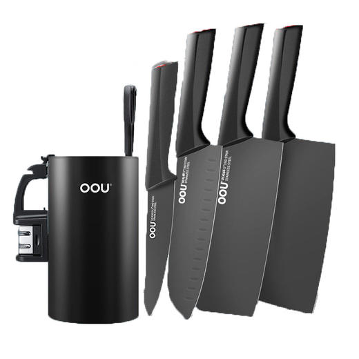 OOU 鹤势磅礴系列刀具7件套UC4170菜刀砍骨刀厨师刀水果刀剪刀磨刀器刀架 商品图1