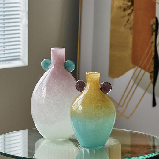 中国风创意手工双耳渐变大肚子小口花瓶高级感软装家居装饰品批发 商品图3