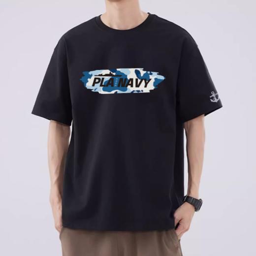 海洋迷彩带烫银袖标黑色文化衫 商品图4
