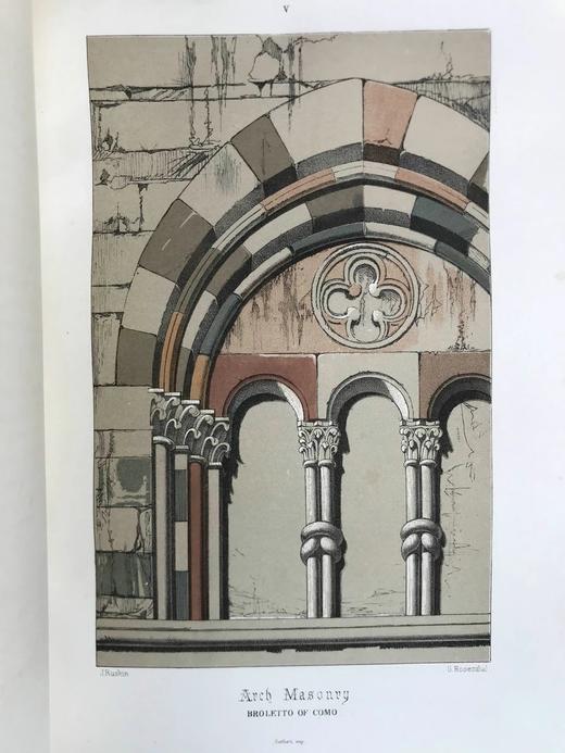 含藏书票！1886年 罗斯金《威尼斯之石》（全3卷）  约200幅版画插图 漆布精装大16开 商品图7