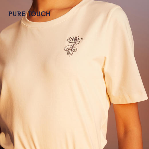 pure touch小收身形原创绣花T恤1304242152 商品图4