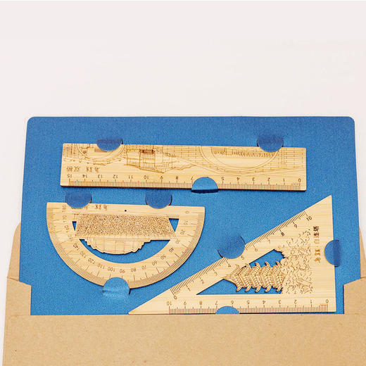 乌镇官方文创楠竹套尺学习用品木尺三件套旅游纪念品可爱多功能尺 商品图1