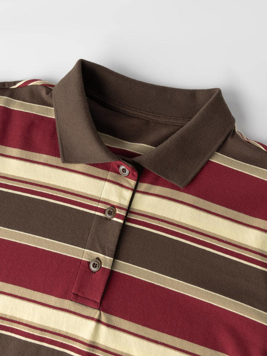 COCO ZONE ”撞色POLO"时尚条纹翻领长袖T恤简约显瘦上衣CC2B1146 商品图4