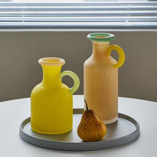 多巴胺色系ins餐桌摆件居家软装酒店样板间装饰哑光单耳玻璃花瓶 商品图1